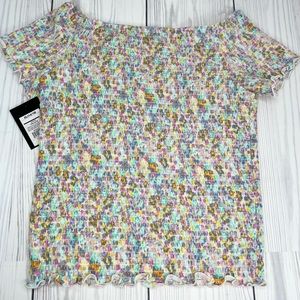 Art Class Girl's Smocked Off-Shoulder Short Sleeves T-shirt